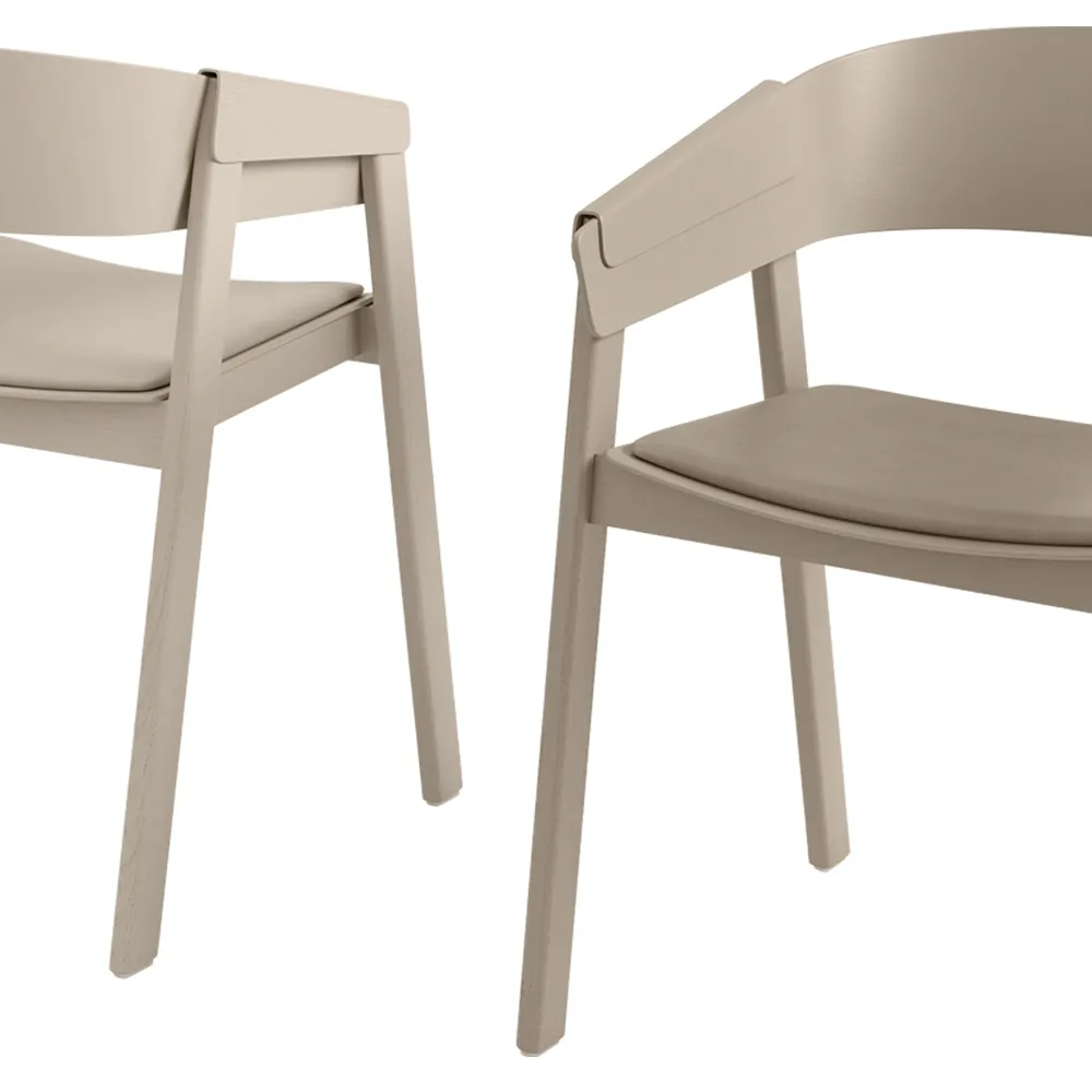 Cover chair upholstered seat, Refine leather cognac-Oak Muuto