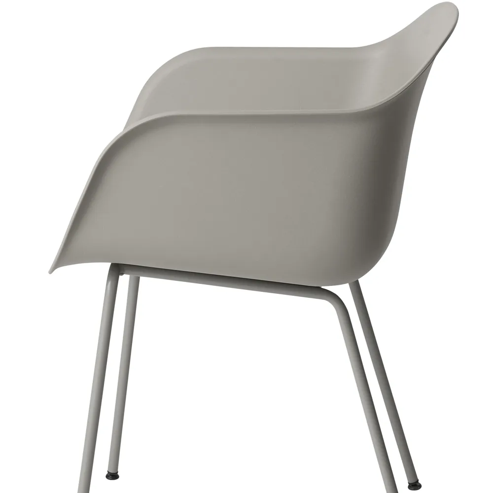 Fiber armchair tube base, Refine leather cognac-Black Muuto