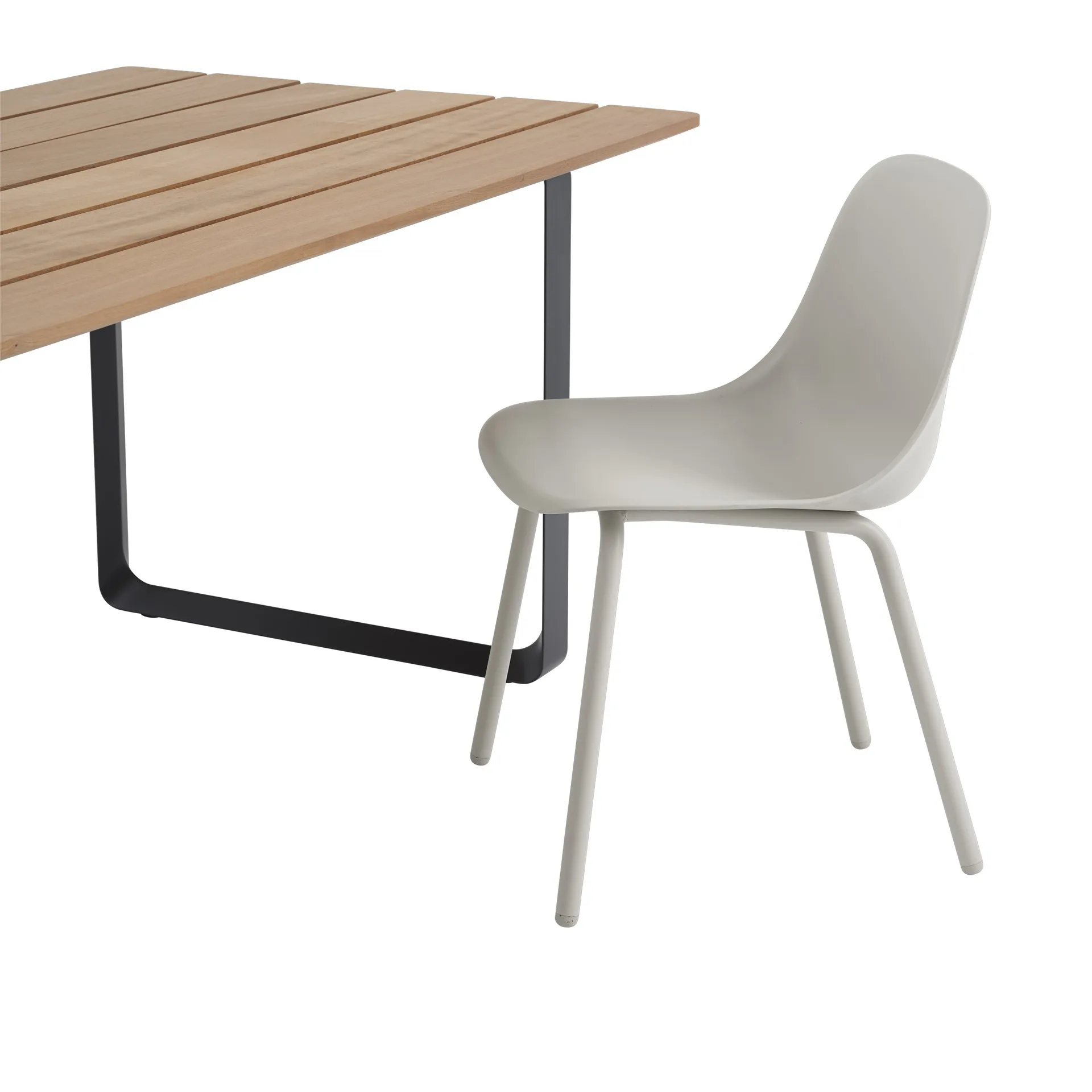 Fiber Outdoor side chair with steel legs, Grey Muuto