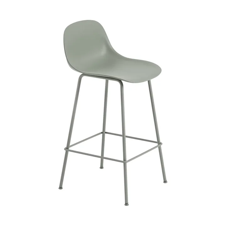 Fiber Tube Bar Chair With Back Rest 75 Cm - Dusty green - Muuto