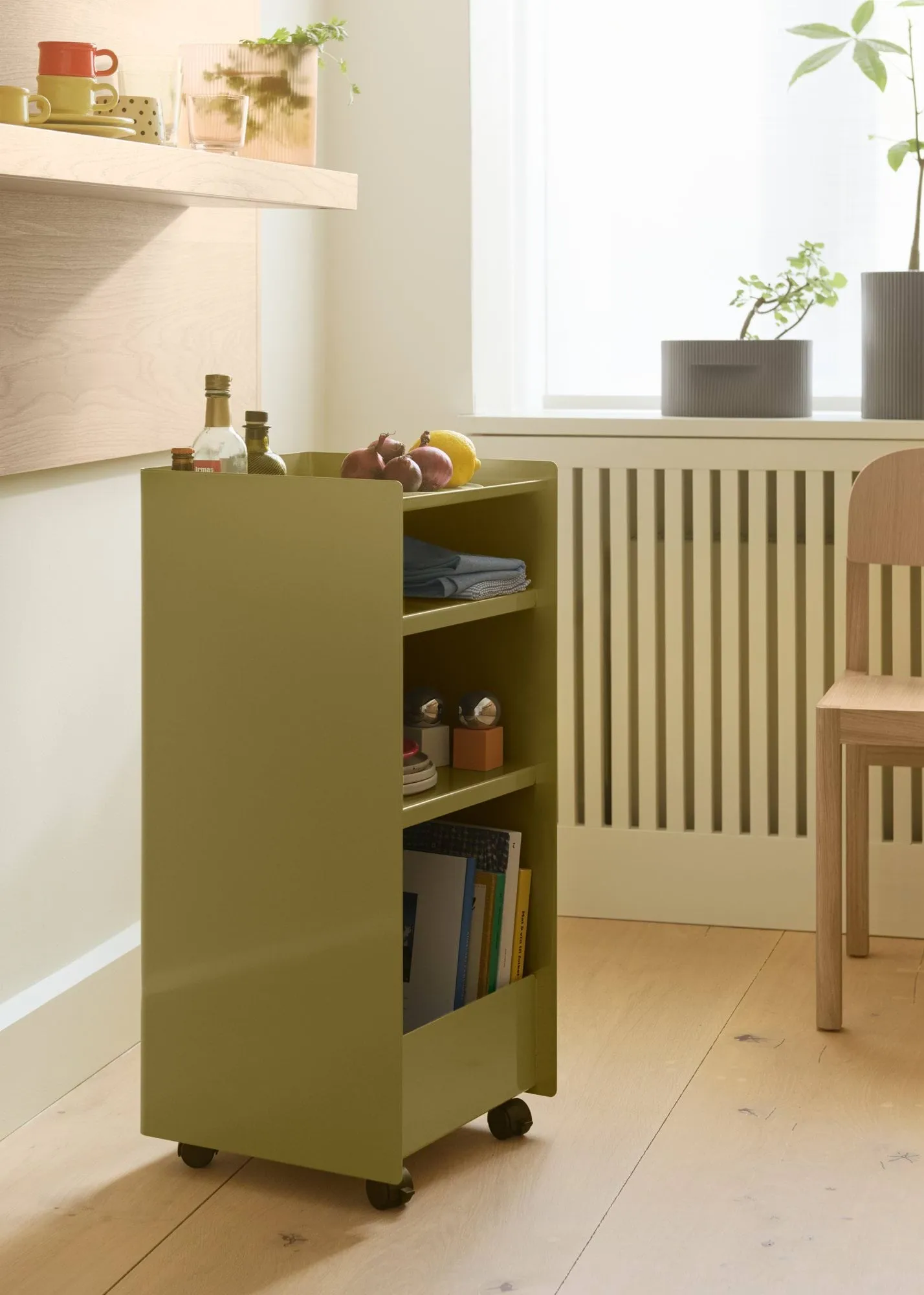 Folded Trolley open trolley, Dark beige green, 37.4x38.7x37.2 cm Muuto