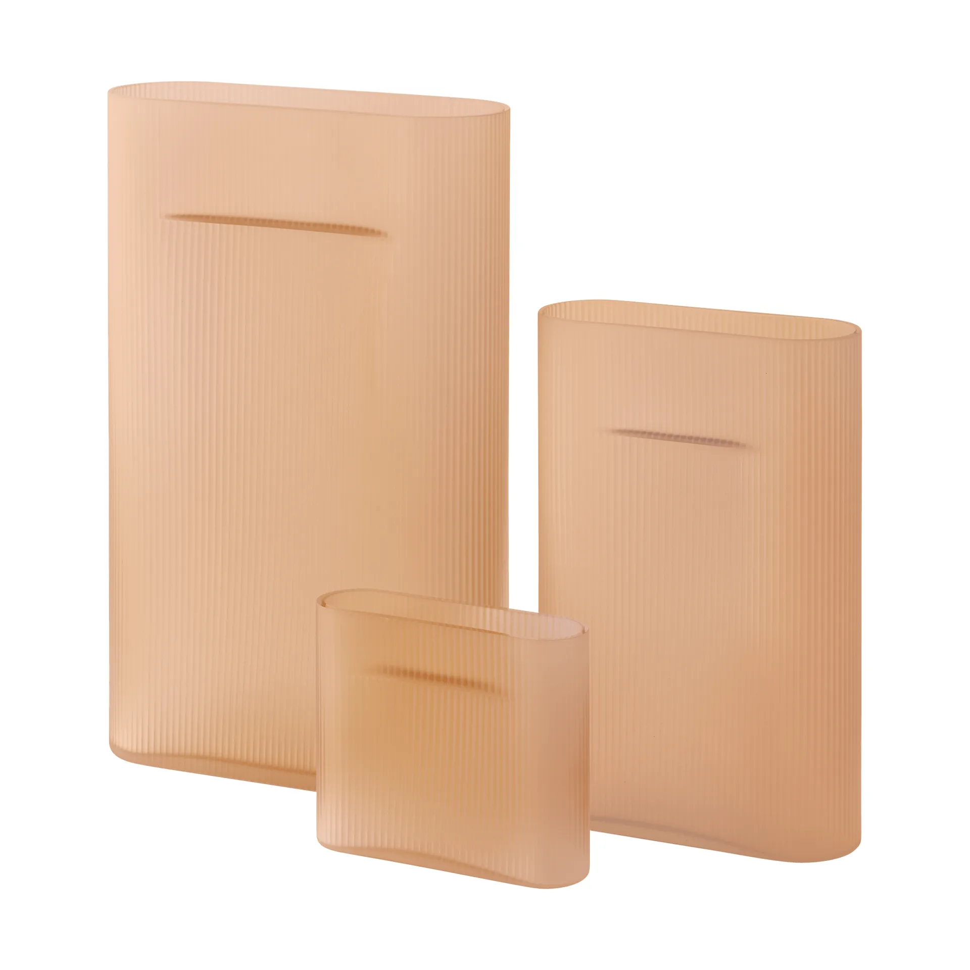 Ridge vase frosted glass 48,5 cm, Light orange Muuto