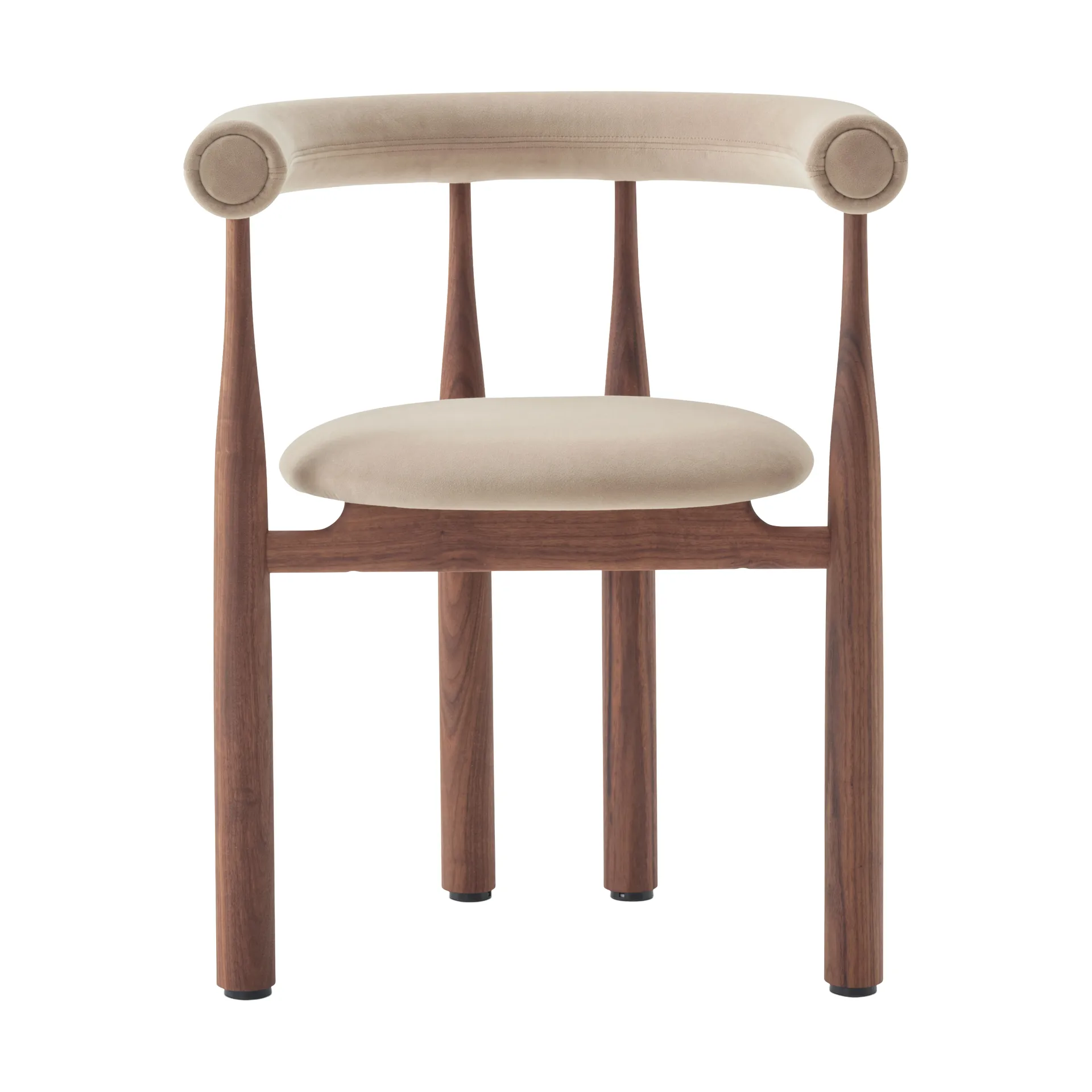 Bukowski upholstered armchair, Walnut, Megan 26 Beige New Works