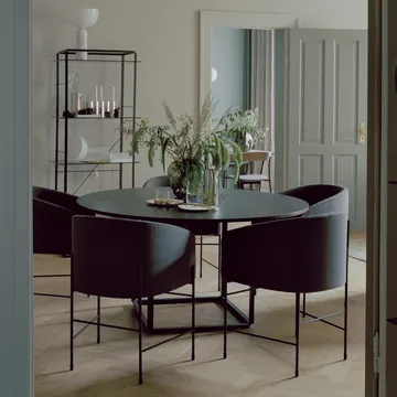 Florence round dining table - Gris du marais marble. ø145 cm. black stand - New Works