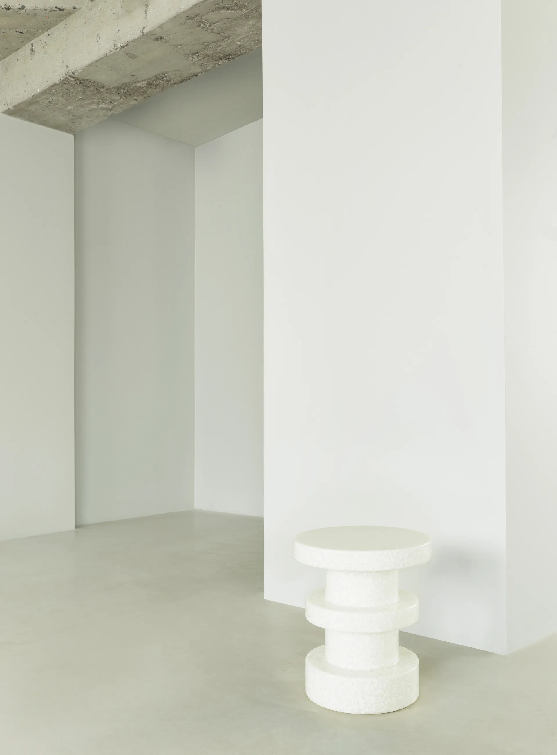 Bit Stack round stool, White-white, Ø36x42 cm Normann Copenhagen