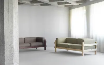 Kube sofa - Brown-lacquered pine–fabric Remix 143 Grey, 220 cm - Normann Copenhagen