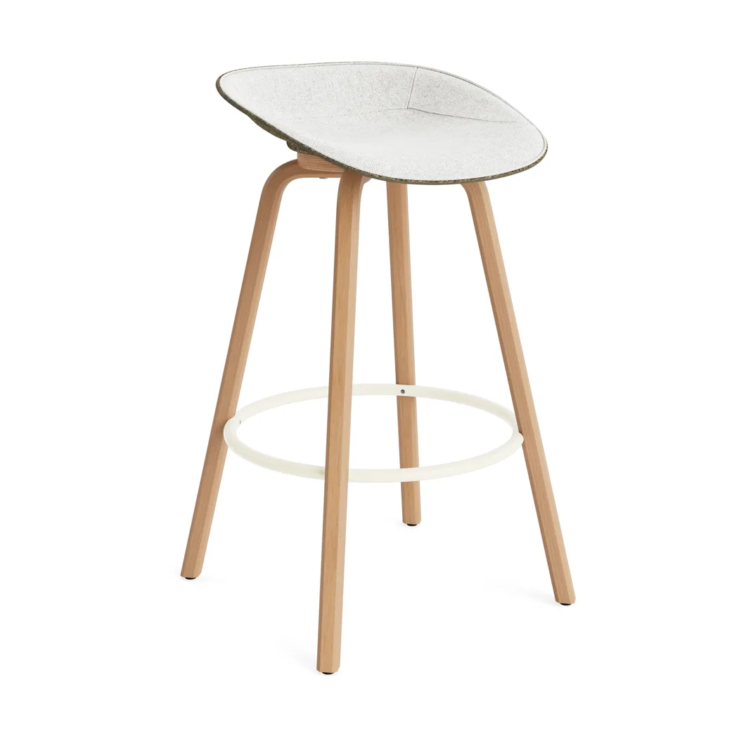 Mat Barstool barstool front-covered 75 cm, Hallingdal 110-seaweed-beech-cream steel Normann Copenhagen