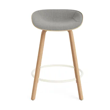 Mat Barstool front-upholstered 65 cm. - Remix 133-hemp-beech-cream steel - Normann Copenhagen
