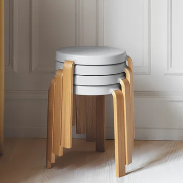 Tap round stool - Sand, oak legs, Ø35x43 cm - Normann Copenhagen