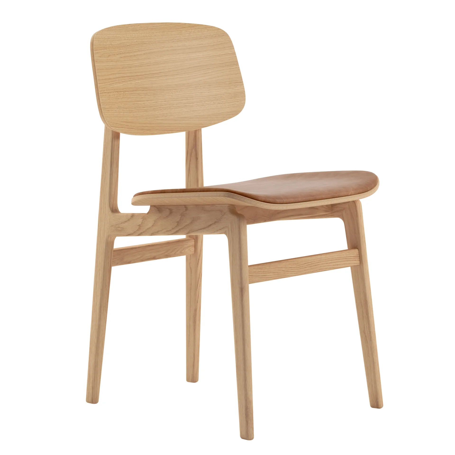 NY11 chair with leather cushion oak, Dunes camel NORR11