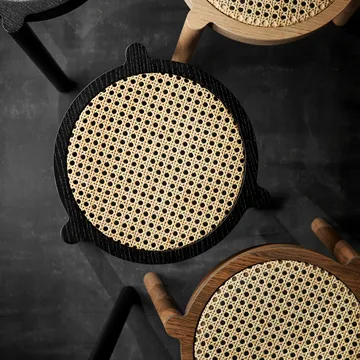 Pal round stool with rattan seat - Black oak, Ø37x46 cm - Northern