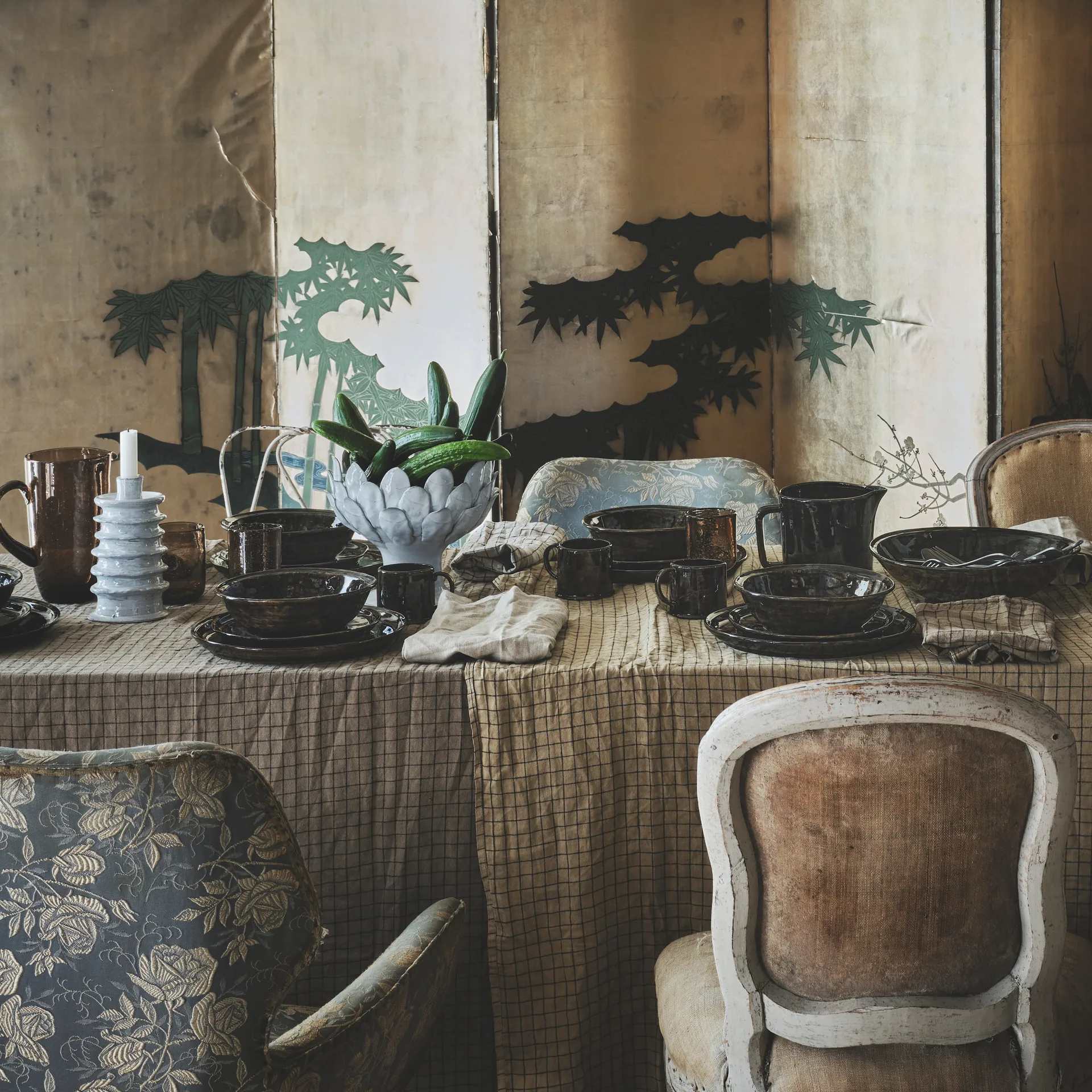 Yuki soup-/pasta-plate, brown-black Olsson & Jensen