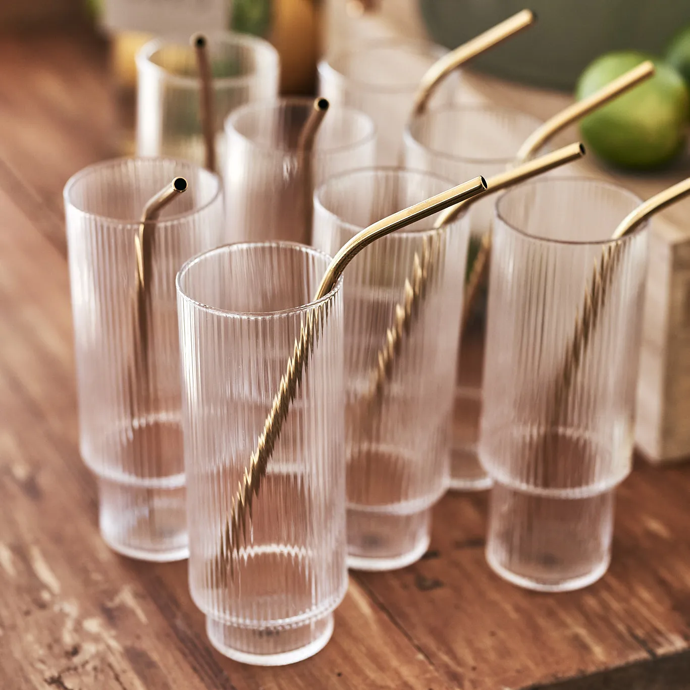 Peak metal straws 4-pack, Brass Orrefors
