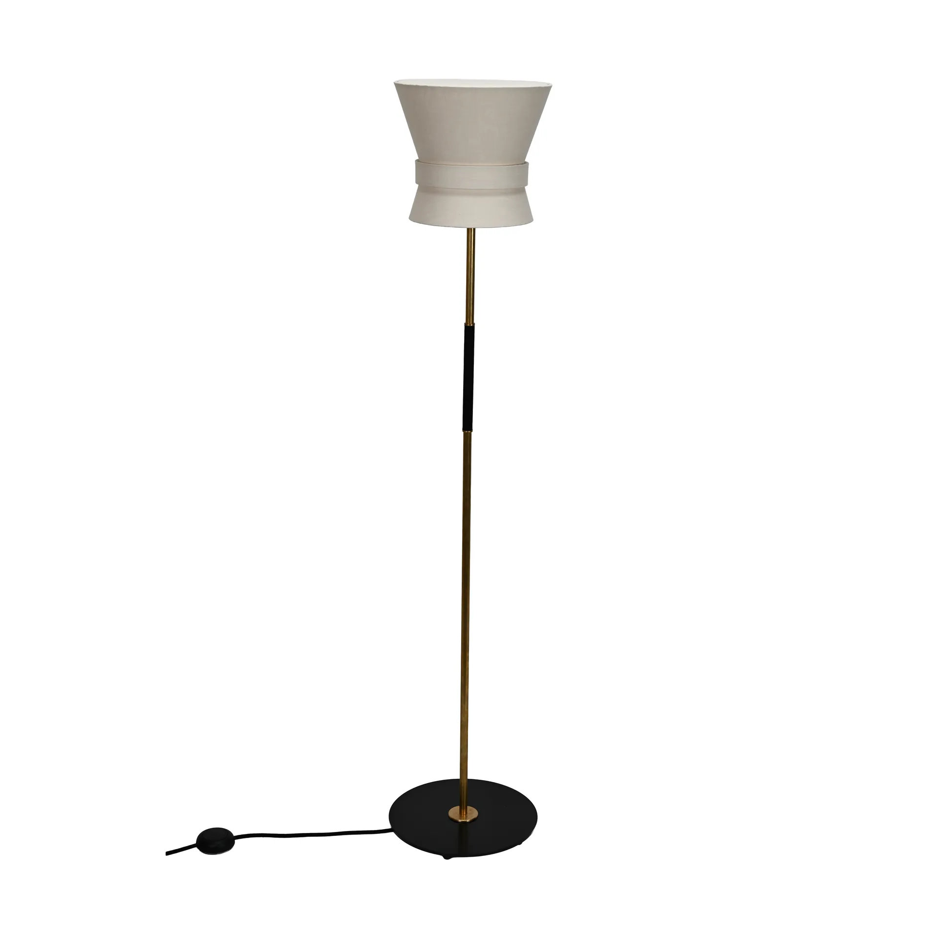 Bow floor lamp, Raw brass-cream white, small 147 cm Örsjö Belysning