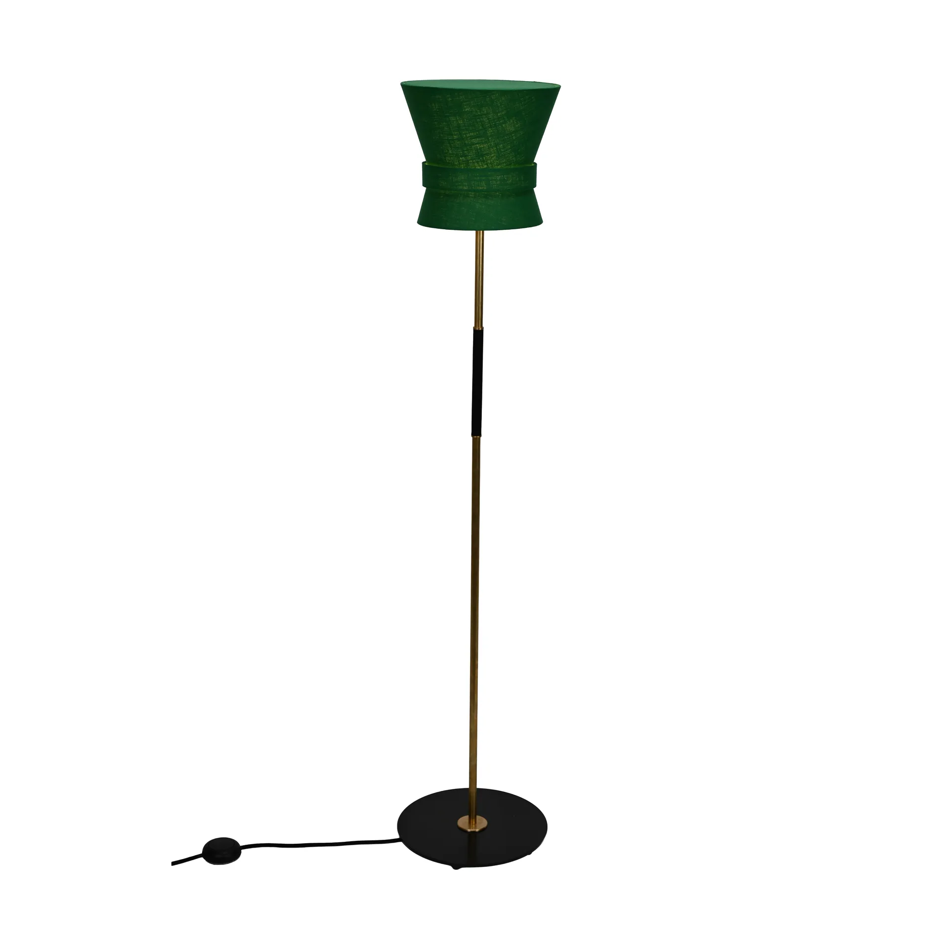 Bow floor lamp, Raw brass-emerald green, small 147 cm Örsjö Belysning