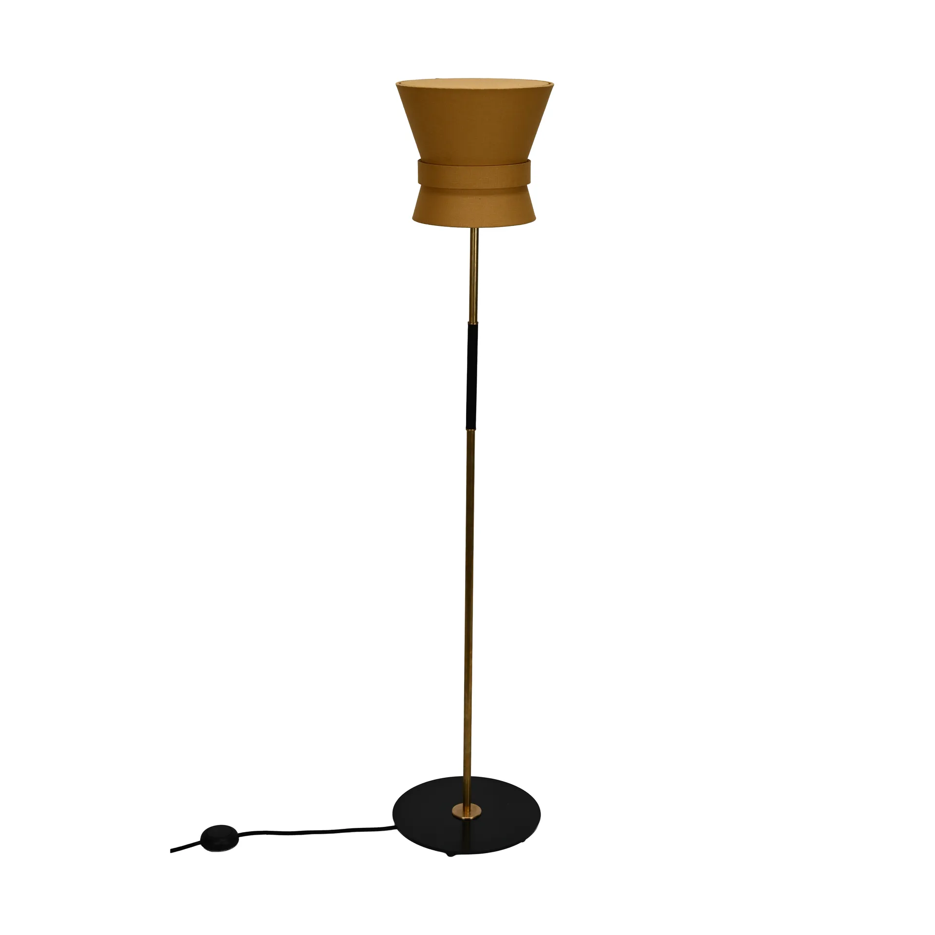 Bow floor lamp, Raw brass-yellow ochre, small 147 cm Örsjö Belysning