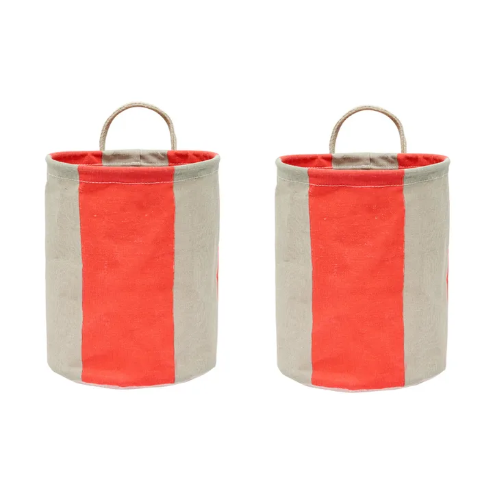Kara storage basket small Ø18x22 cm 2-pack - Cherry Red - OYOY