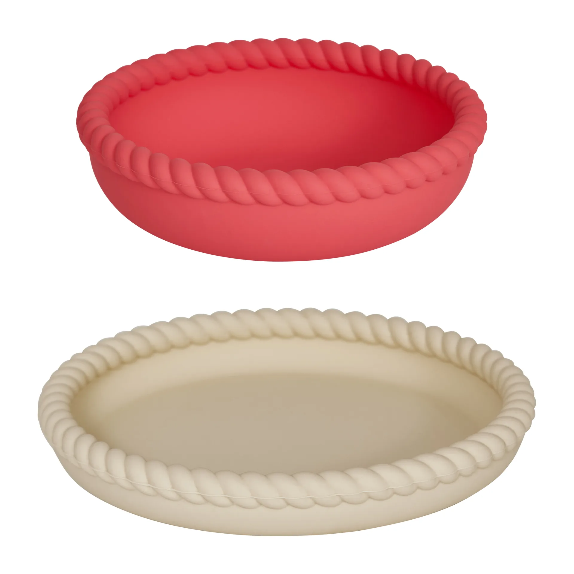 Mellow plate and bowl, Vanilla-Cherry Red OYOY