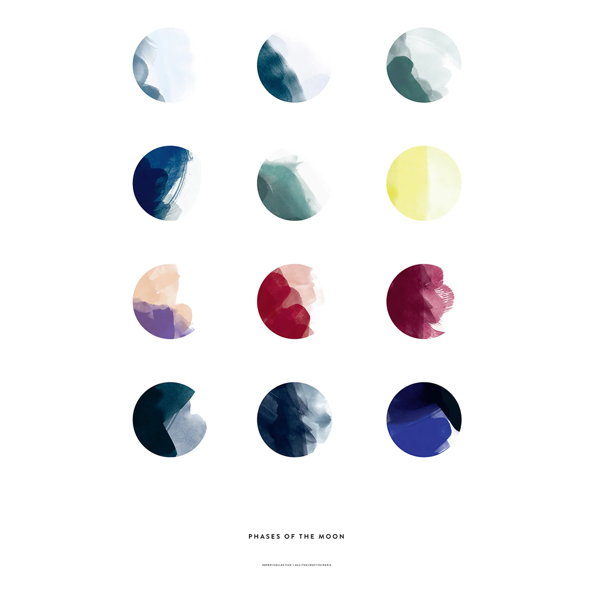 Moon phases poster, 50x70 cm Paper Collective