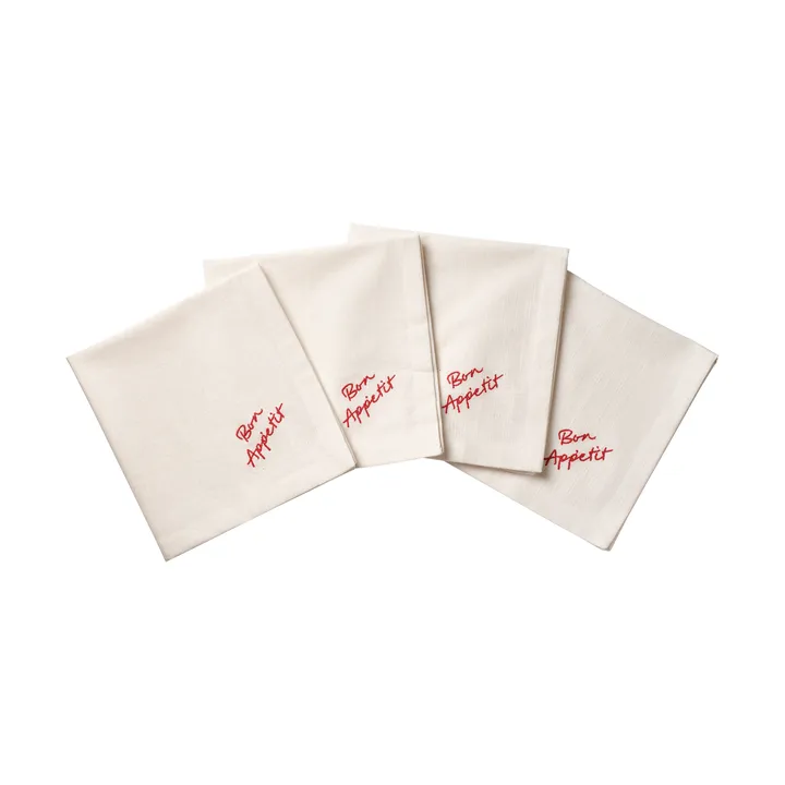 Quote cotton napkin - Red, 4-pack, 45x45 cm - Pick a Poppy