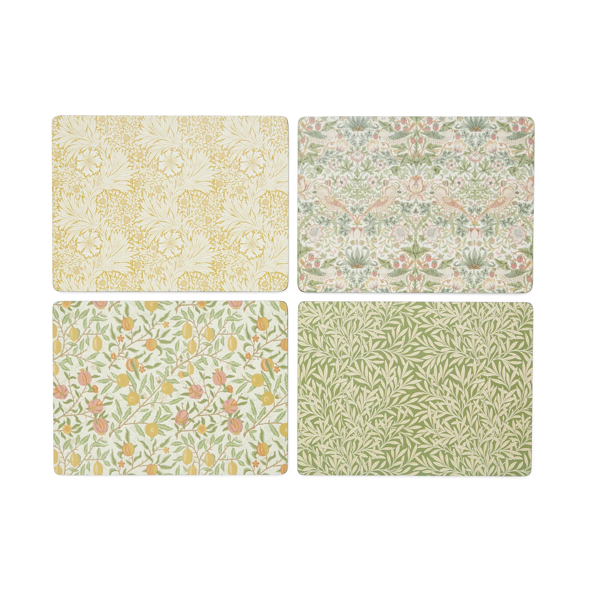 Morris & Co Simpley mixed placemat 4 pieces, Fruit, Willow, Strawberry Thief, Marigold Pimpernel