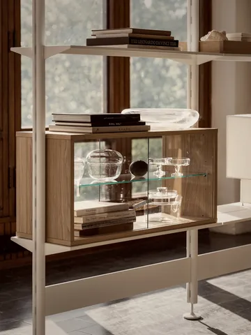 Pira display cabinet - Whitewashed oak-clear glass, 90x31 cm, glass back - Pira