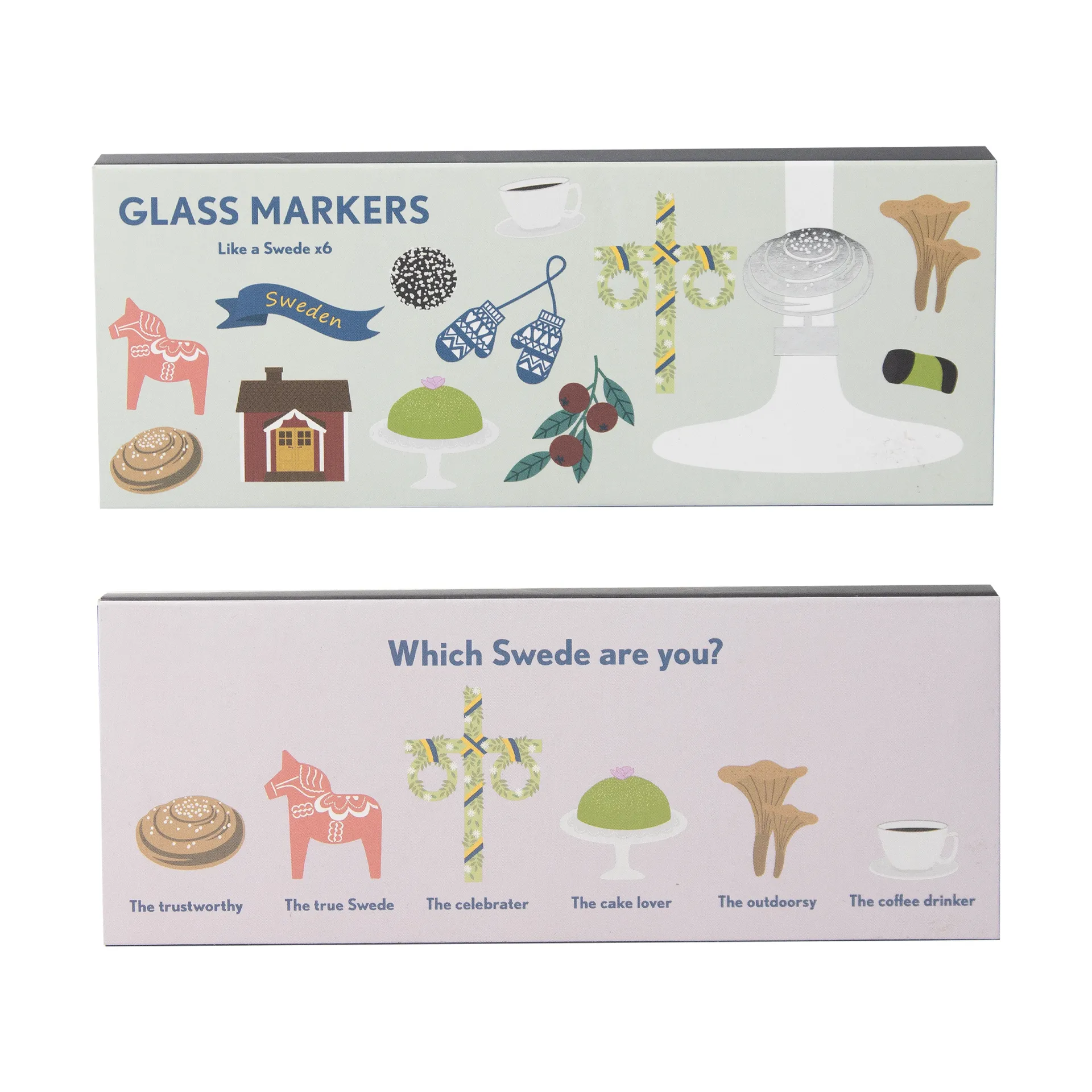 Like a Swede glass markers 6 pieces, Silver-metal Pluto Design