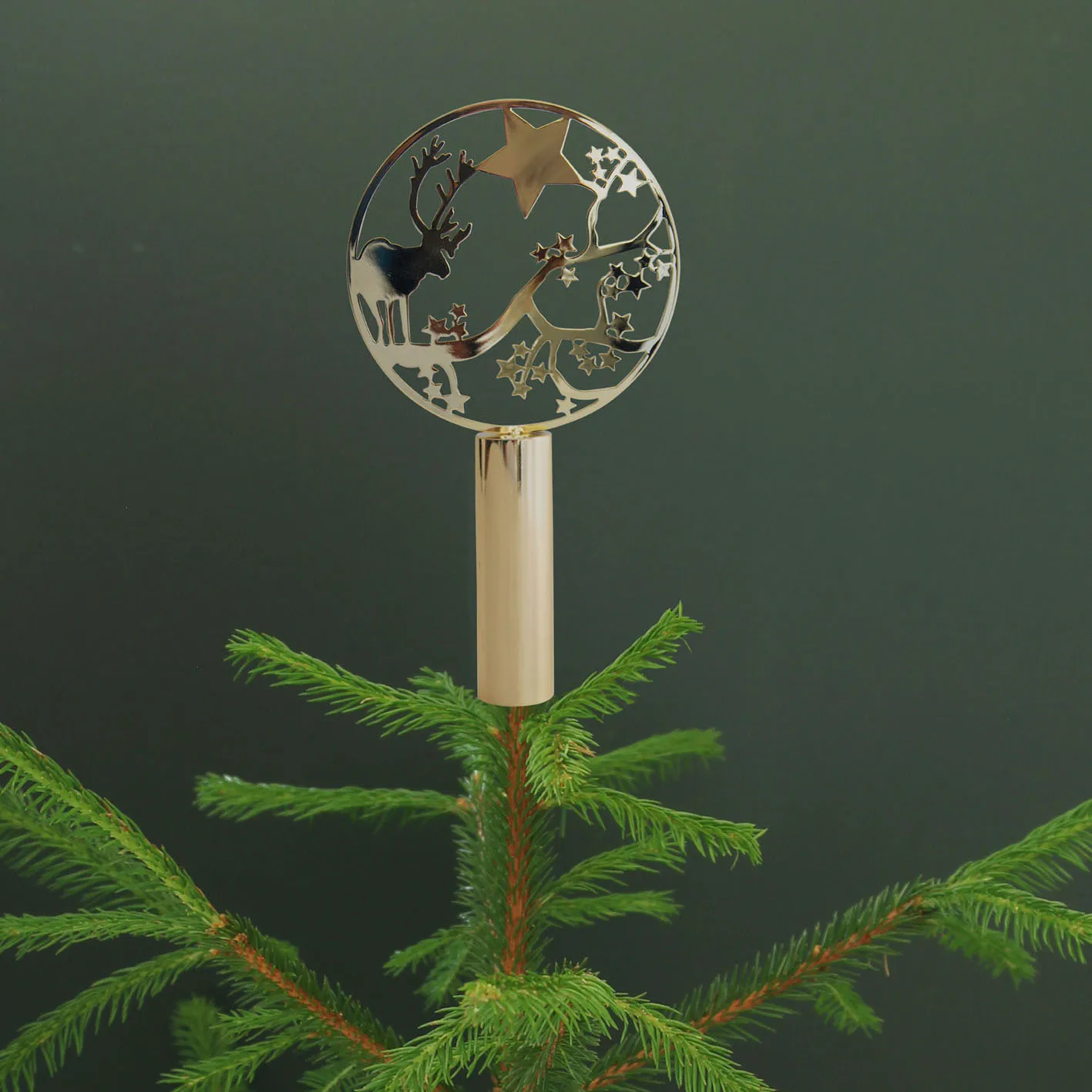 Pluto Christmas tree top with image, Deer Pluto Design