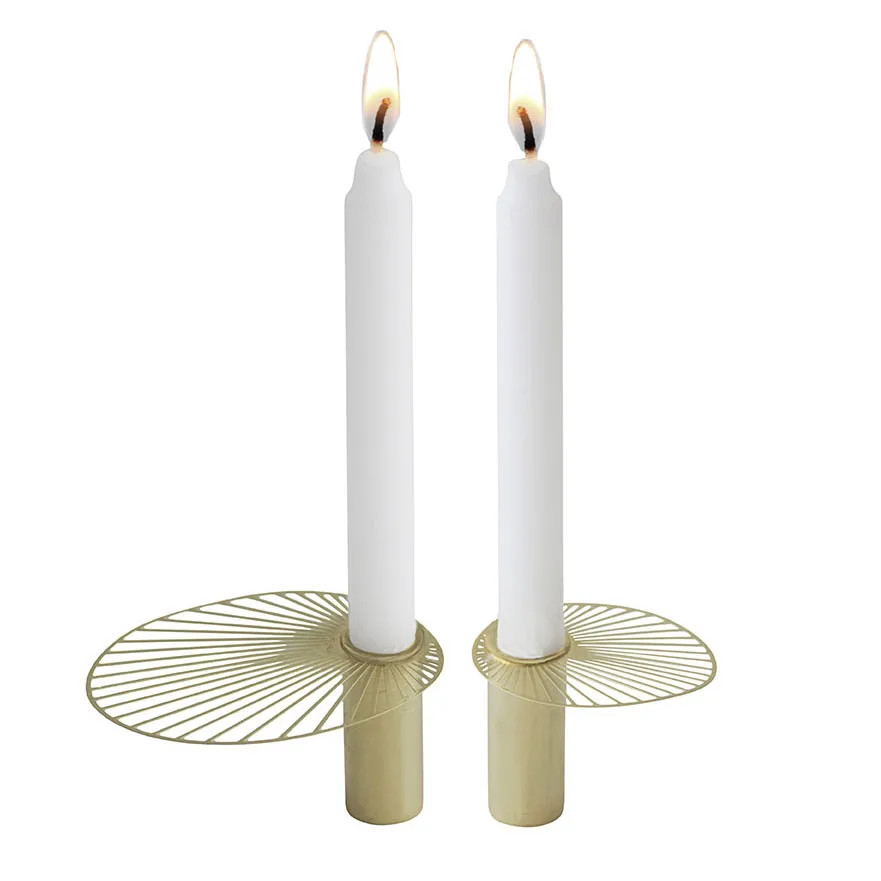 Sun candle small 2-pack, Gold Pluto Design