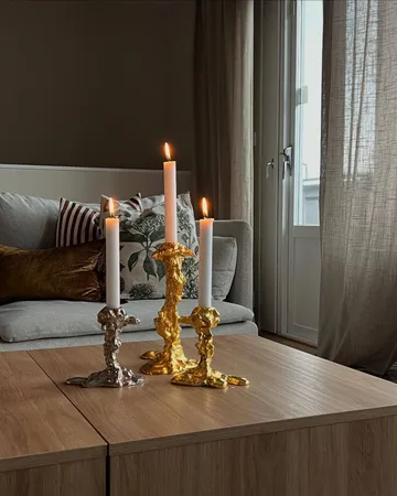 Drip candlestick 14 cm - Gold - POLSPOTTEN