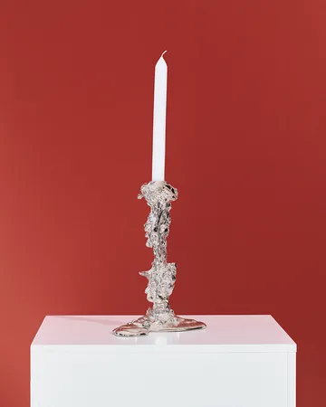Drip candlestick L 25 cm - Silver - POLSPOTTEN