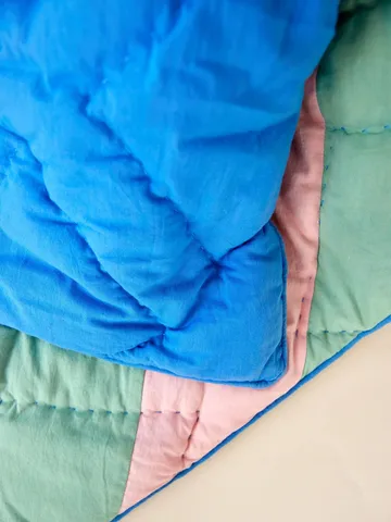 Rice cotton throw striped 140x200 cm - Pink-green-blue - RICE