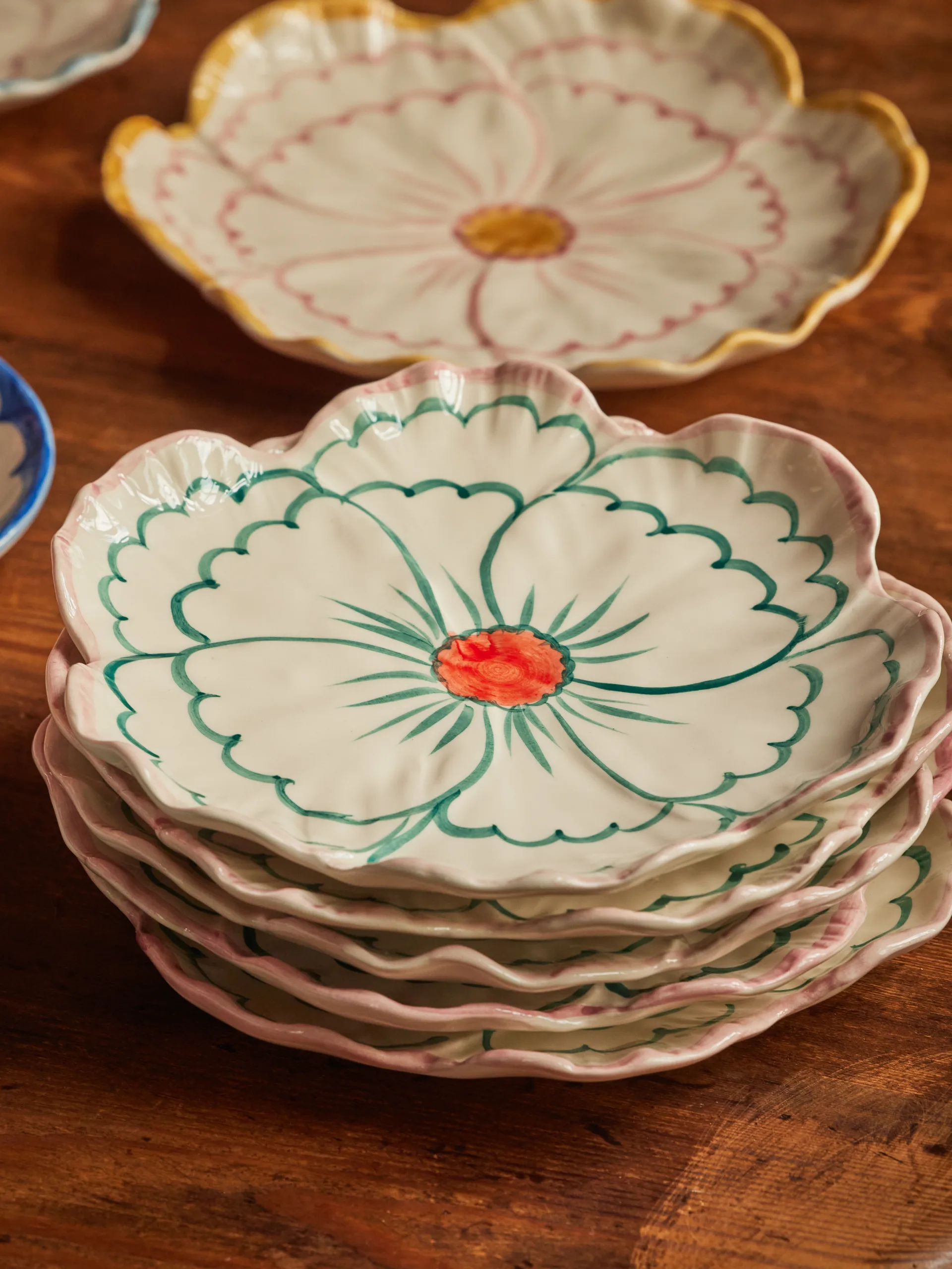 Rice Flower plate Ø19.5 cm, Pink border RICE