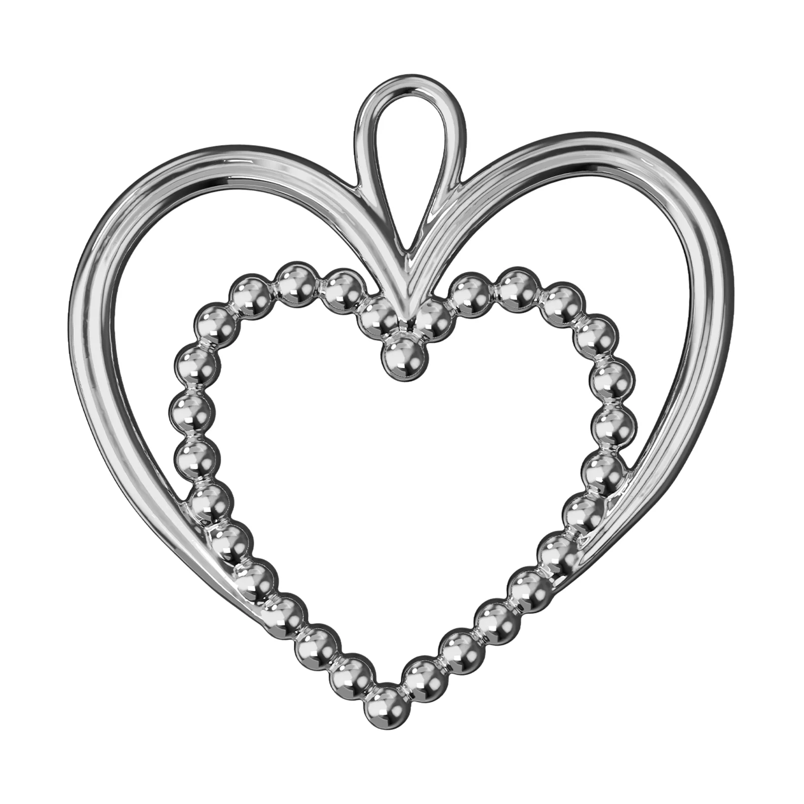 Karen Blixen pearl heart Christmas ornament 6.5 cm, Silver-plated Rosendahl