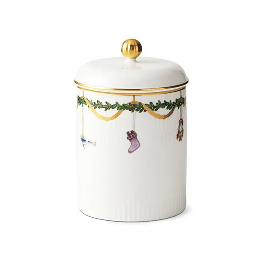 Star Fluted Christmas anniversary jar with lid, white Royal Copenhagen