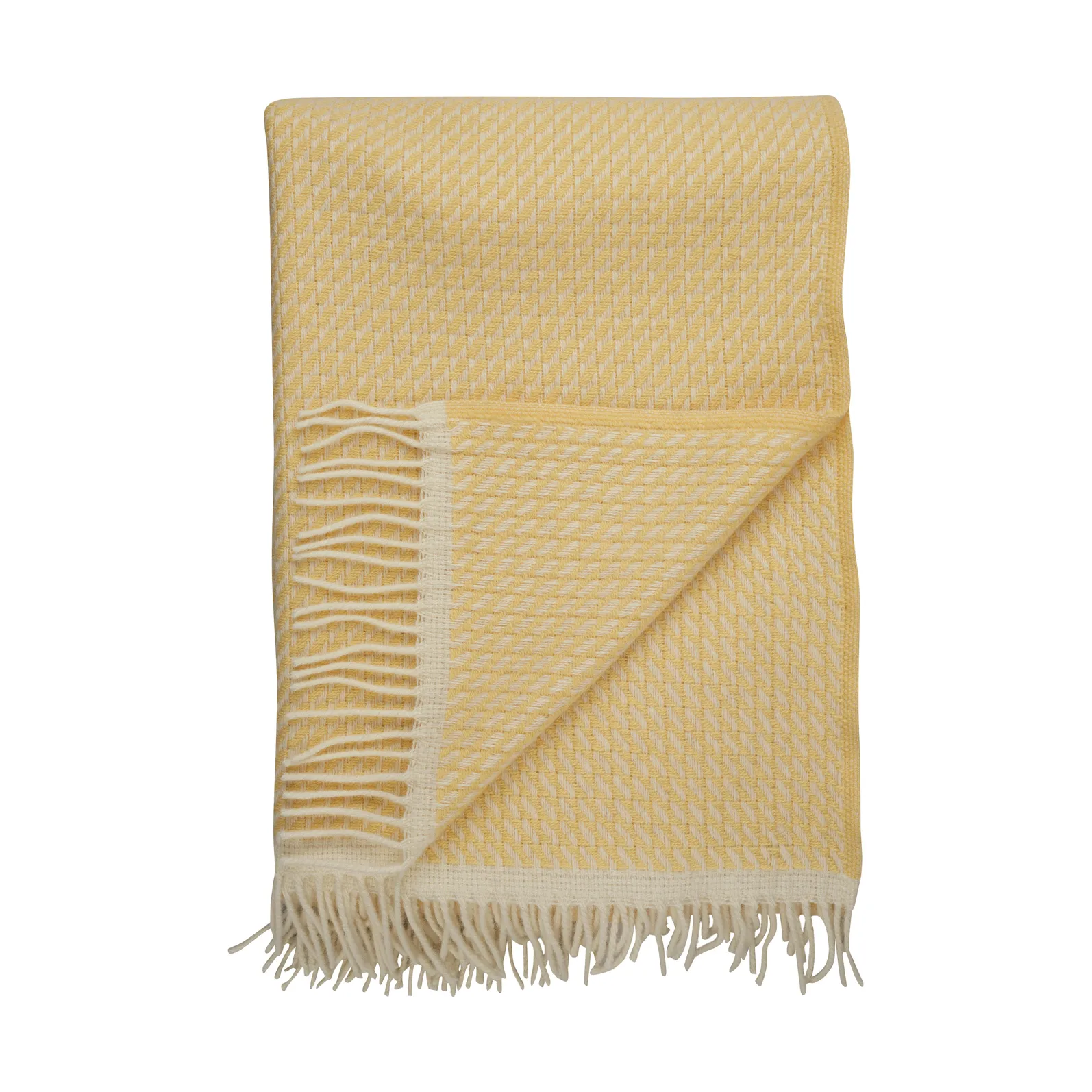 Mello throw 150x210 cm, Lemon yellow Røros Tweed