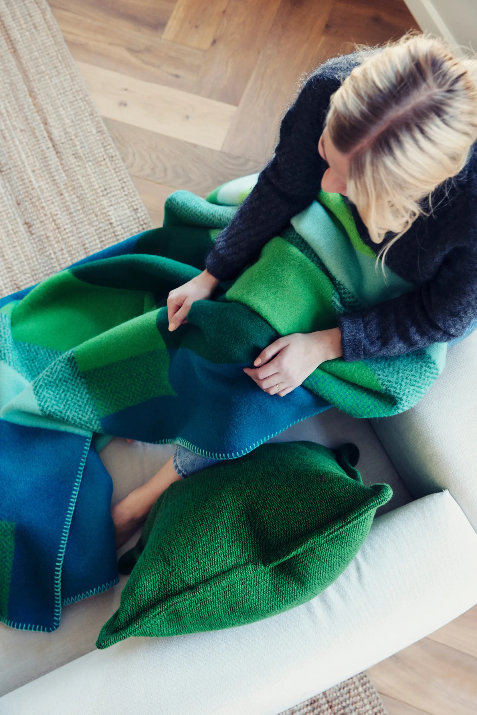 Mikkel blanket 135x200 cm, Green Røros Tweed