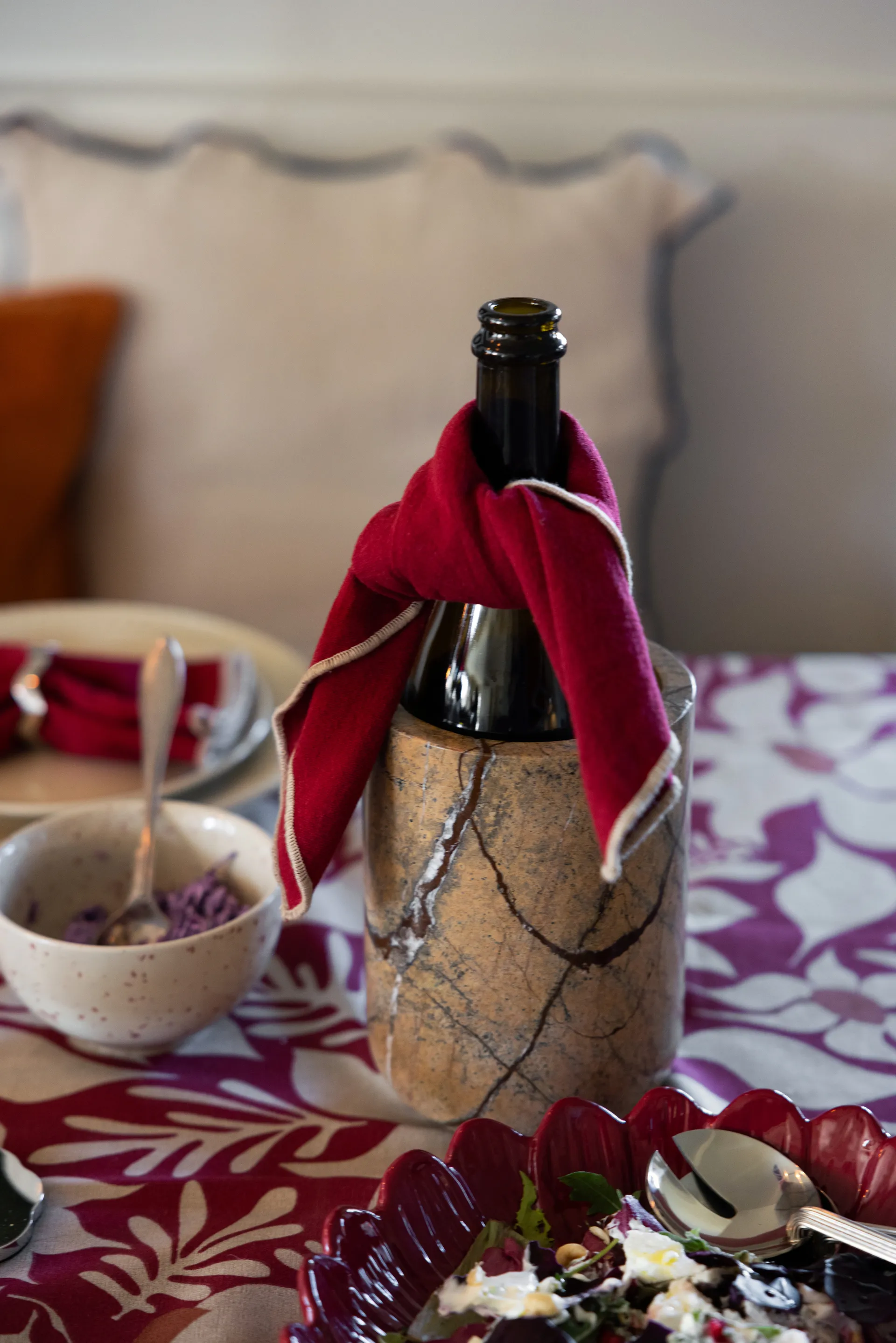 Stone wine cooler Ø12.5 cm, Brown forest marble Sagaform