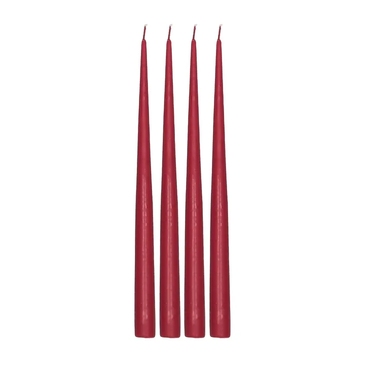 Atmosphere long candle 4 pack 32 cm - Dark red - Scandi Essentials