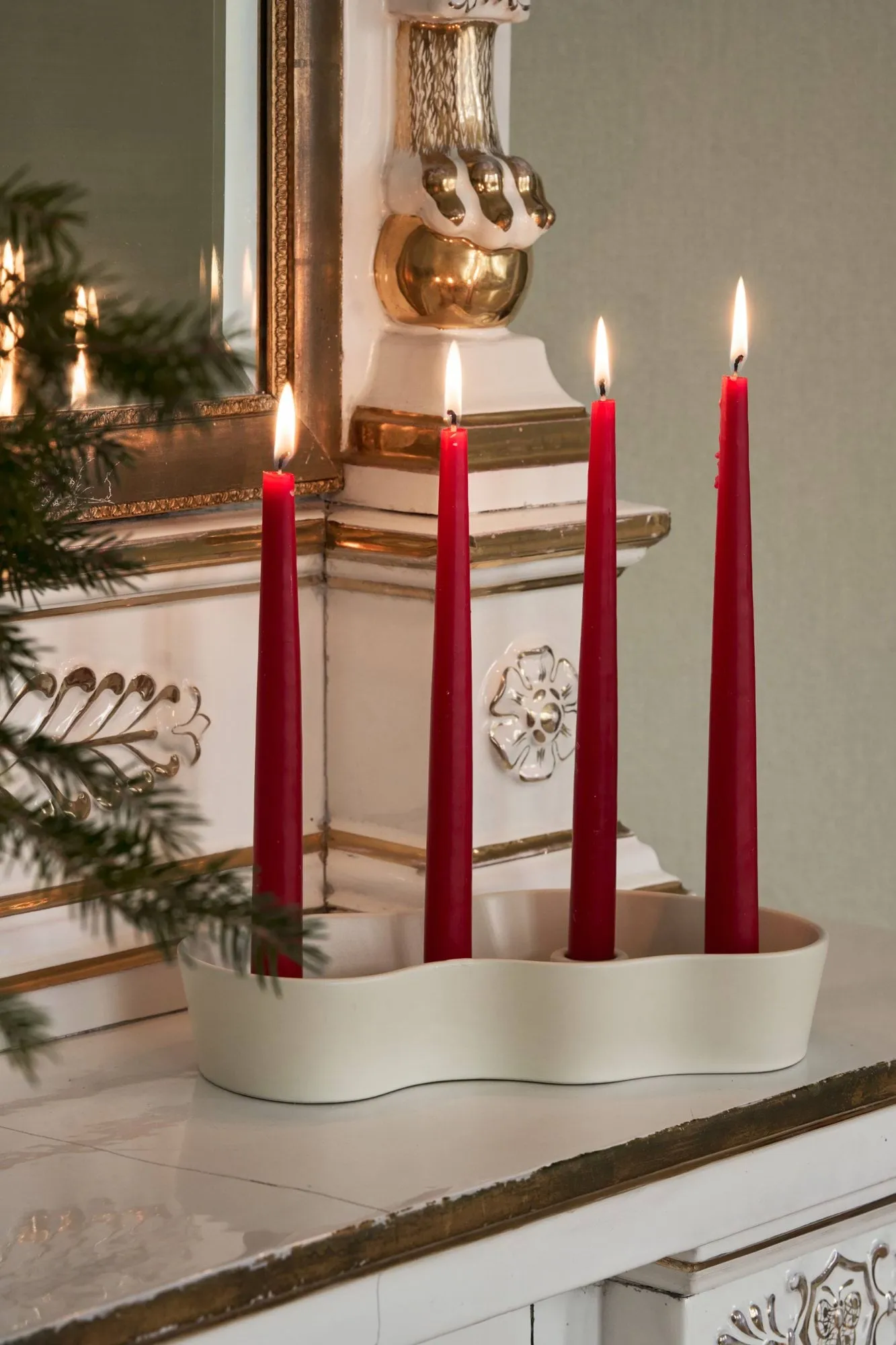 Atmosphere long candle 4 pack 32 cm, Dark red Scandi Essentials
