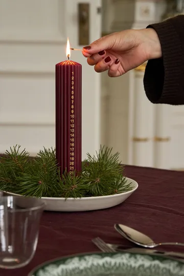 Awaiting advent candle - Deep wine, 25 cm - Scandi Essentials