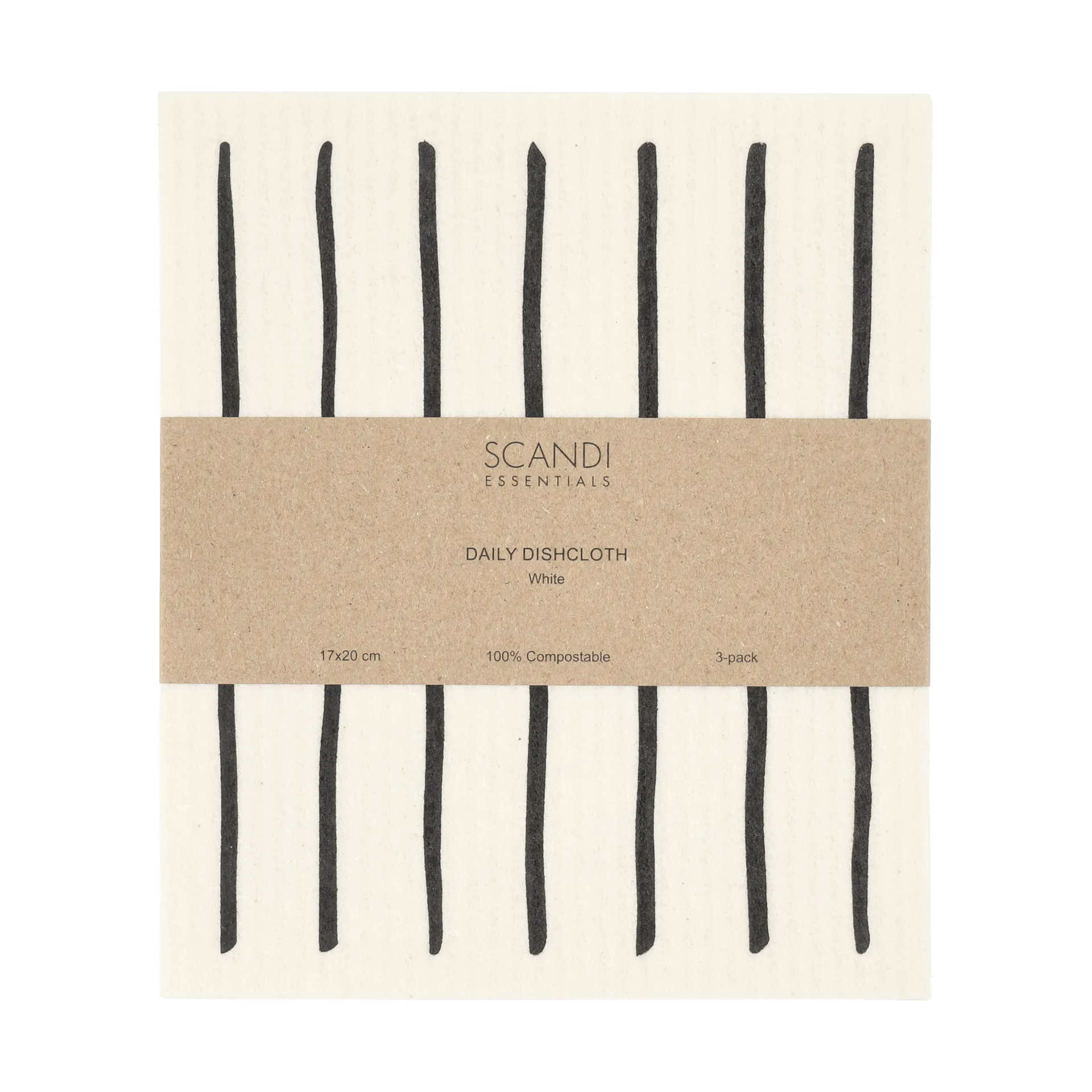 Daily patterned dishcloth, White, 3-pack Scandi Essentials