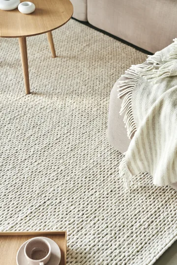 Braided wool carpet natural white - 200x300 cm - Scandi Living