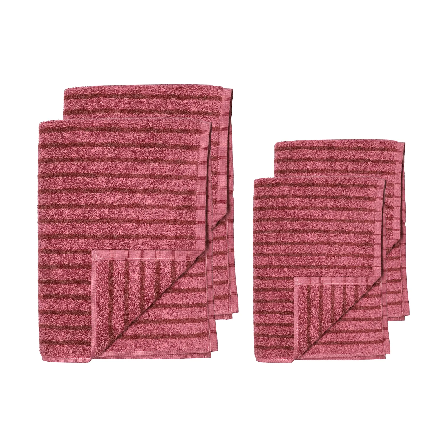 Drift towel set 4 pieces - Pink-red Scandi Living