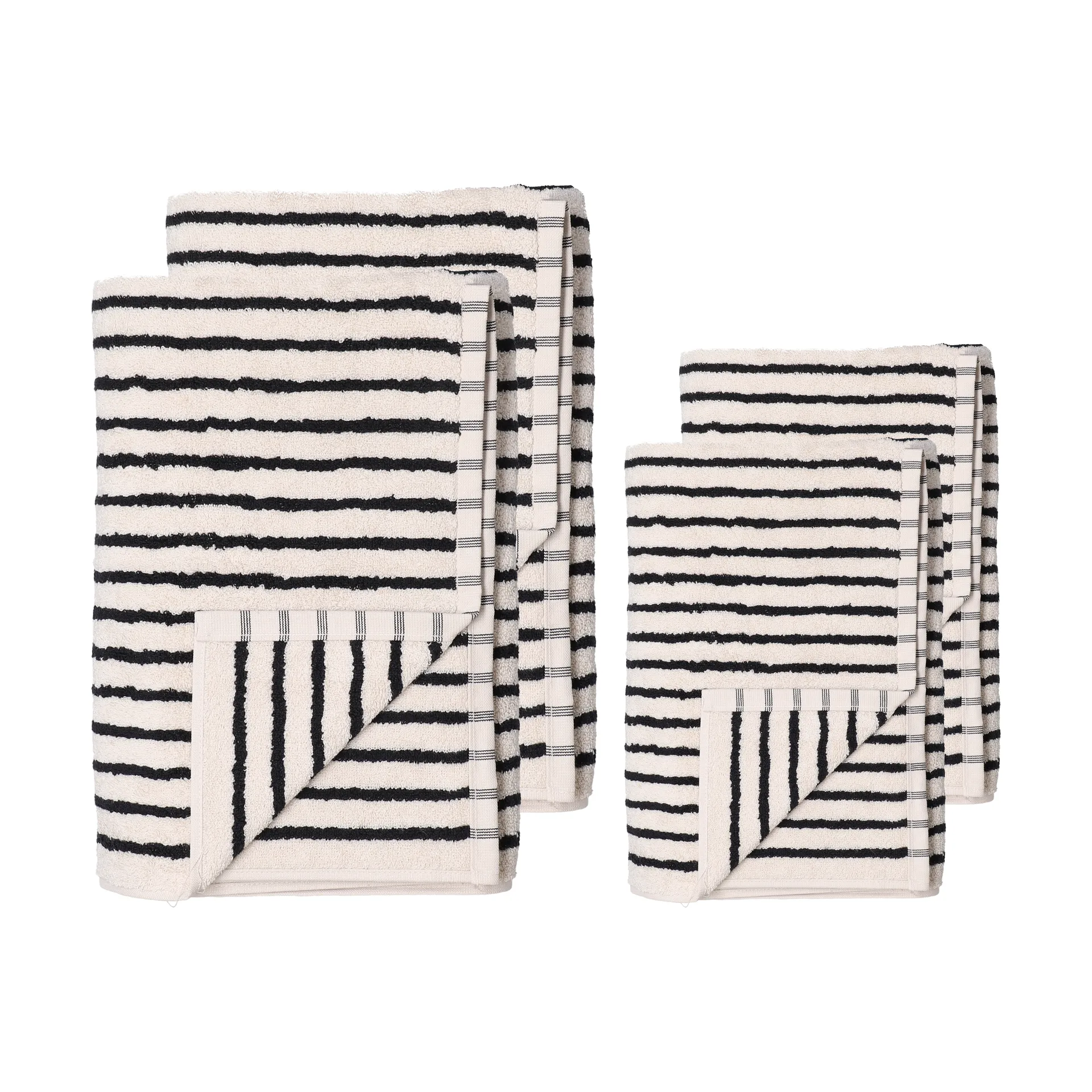 Drift towel set 4 pieces - White-black Scandi Living