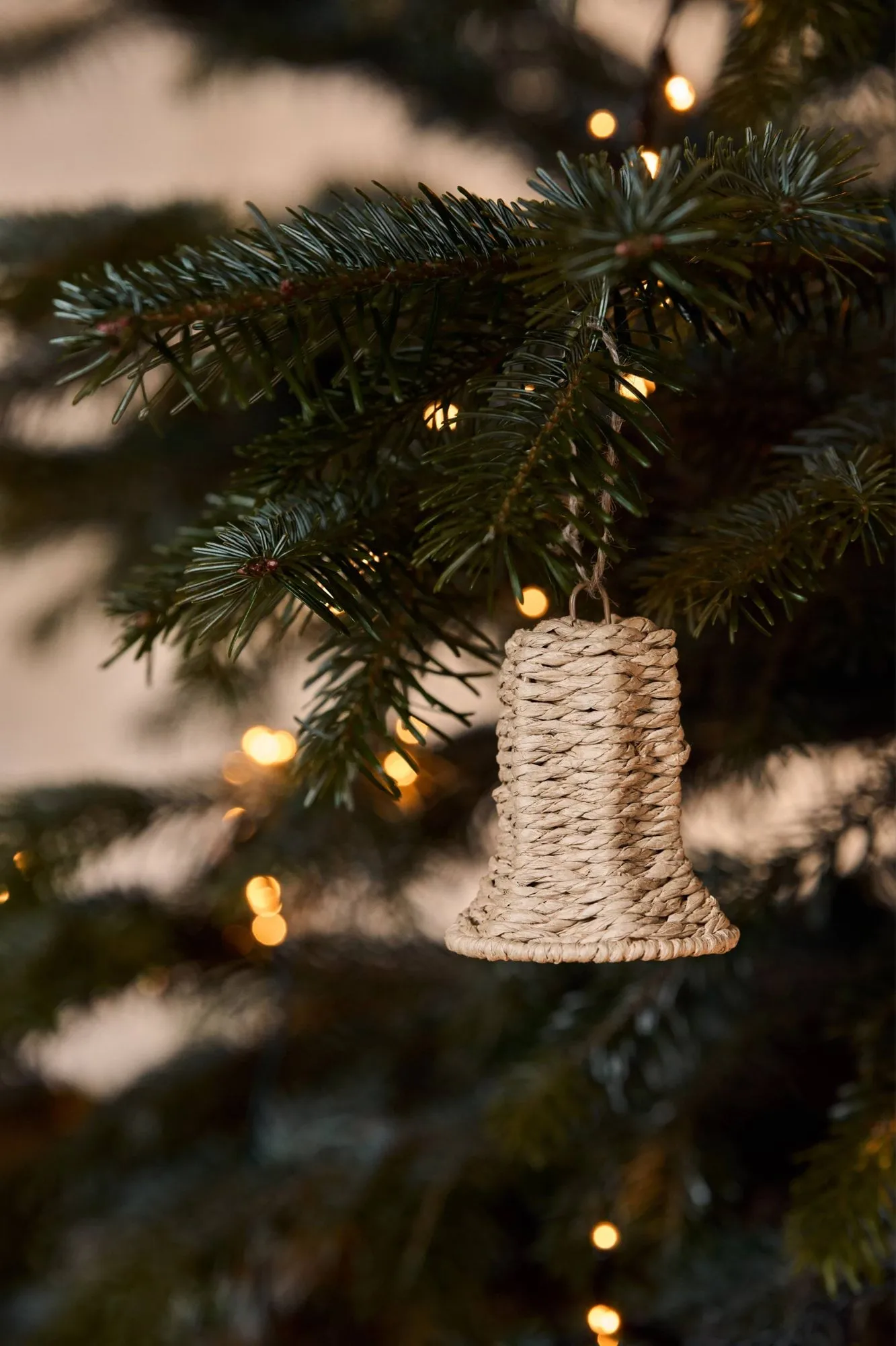 Twine Christmas tree ornament bell 3-pack, Natural Scandi Living