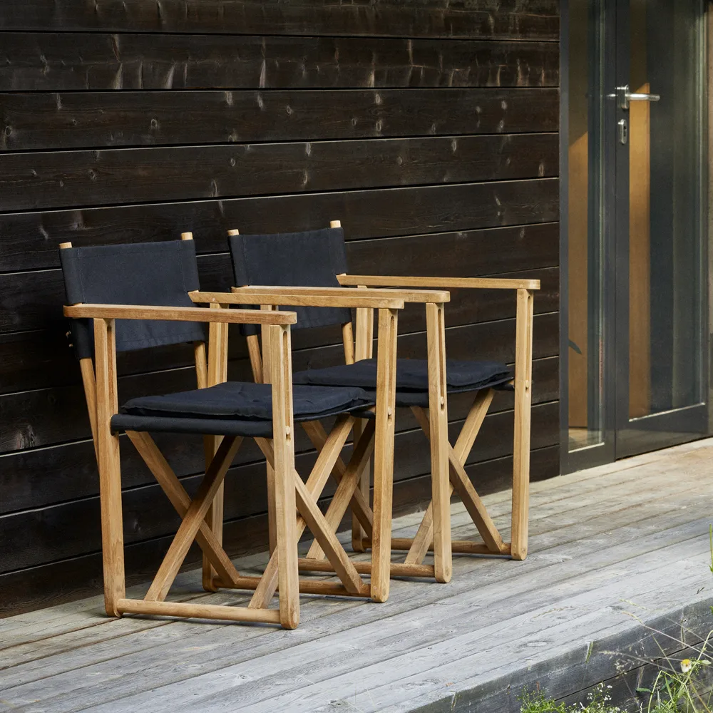 Kryss Dining armchair, Agora Nautic white, teak Skargaarden