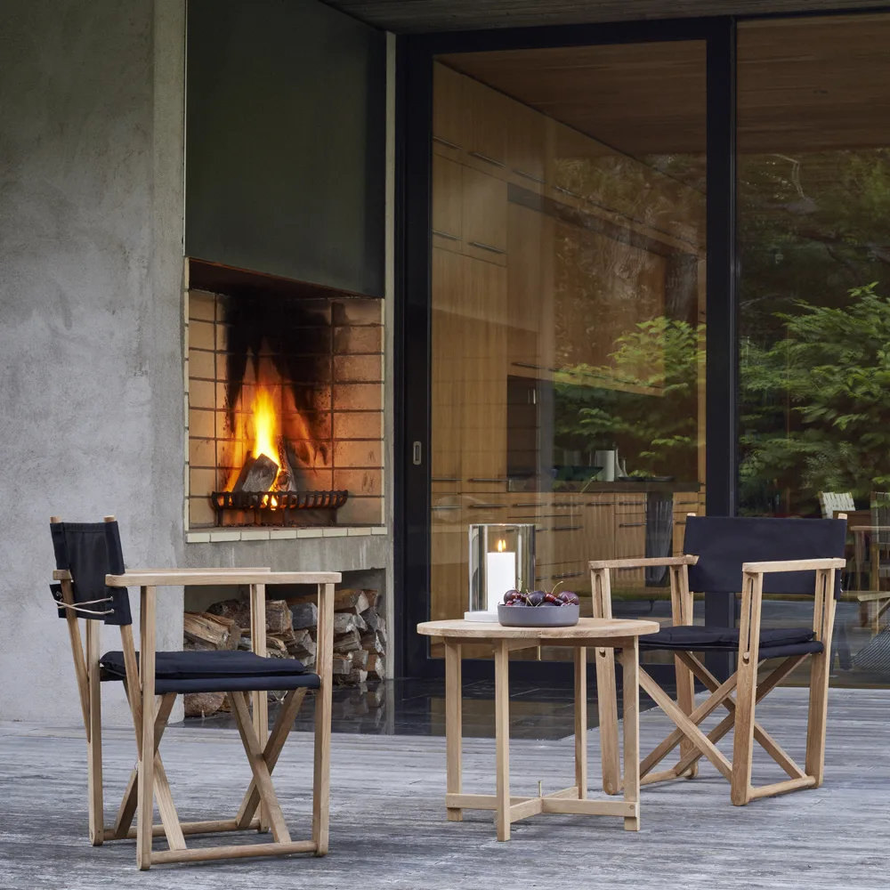 Kryss Dining armchair, Agora Nautic white, teak Skargaarden