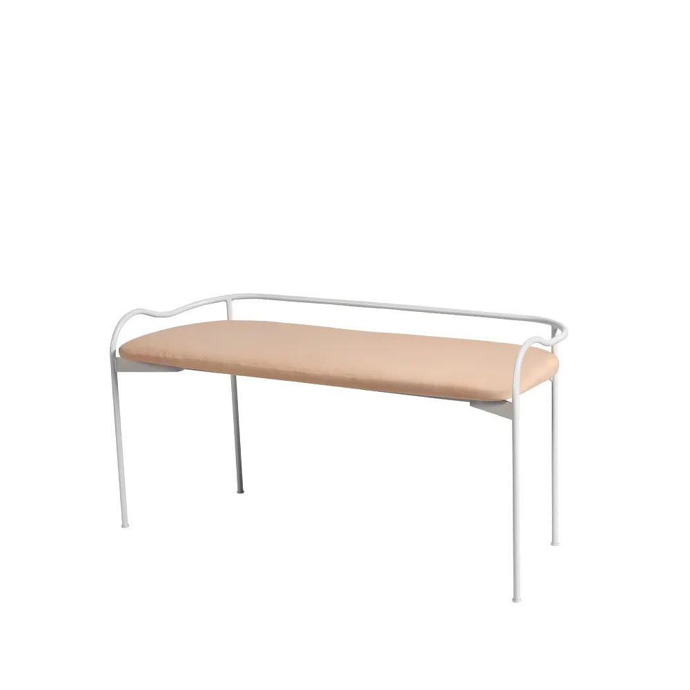 Bubble bench, White. brown leather SMD Design