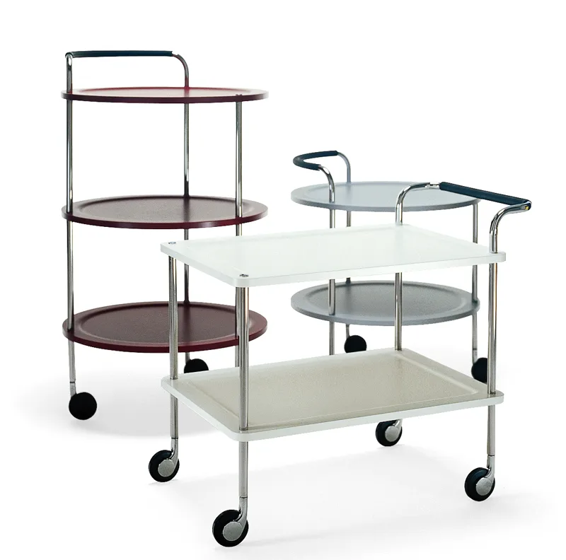 Trolley Round basic serving trolley, Dark grey, chrome frame SMD Design